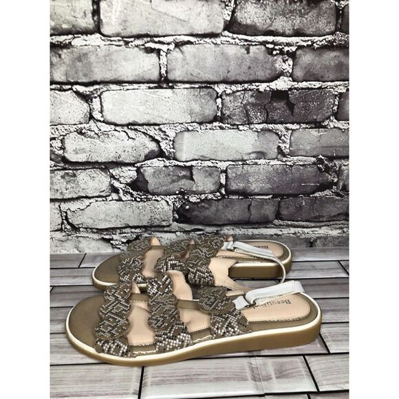 Beautifeel Taupe Patent Leather White Dotted Strap Sandals Women’s Sz 41EU/10.5M - Picture 14 of 16